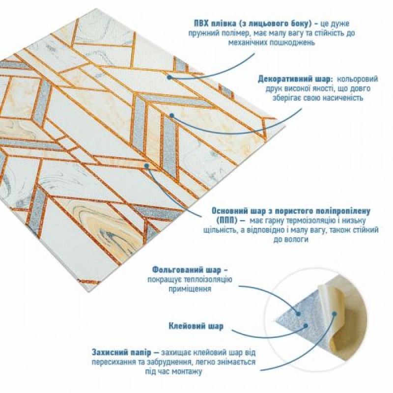 Панель стінова 3D 700х770х4мм (D) Sticker Wall SW-00001991