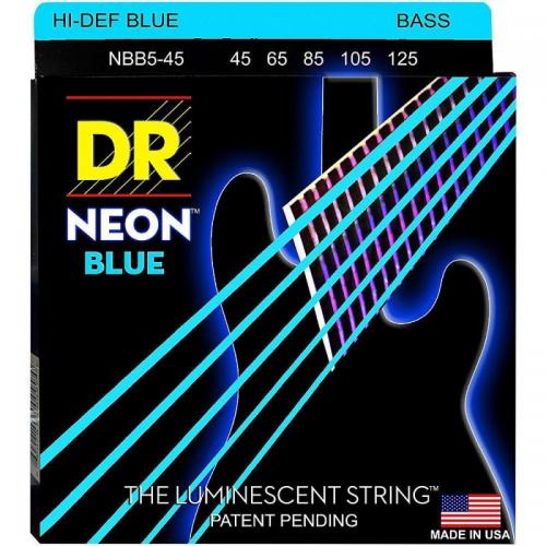 Струни для бас-гітари DR NBB5-45 Hi-Def Neon Blue K3 Coated Medium Bass Guitar 5 Strings 45/125 Струни для бас-гітари DR NBB5-45 Hi-Def Neon Blue K3 Coated Medium Bass Guitar 5 Strings 45/125