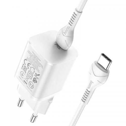 Мережевий зарядний пристрій Hoco N19 Rigorous PD25W Type C to Type C Білий Мережевий зарядний пристрій Hoco N19 Rigorous PD25W Type C to Type C Білий