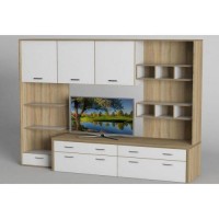 Стінка в вітальню Тиса Мебель Вітальня-100 Сонома Білий 1750x450x2370 мм Стінка в вітальню Тиса Мебель Вітальня-100 Сонома Білий 1750x450x2370 мм