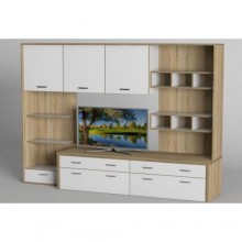 Стінка в вітальню Тиса Мебель Вітальня-100 Сонома Білий 1750x450x2370 мм