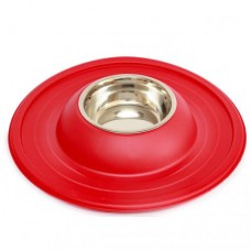 Металева миска з м'яким килимком для домашніх тварин 