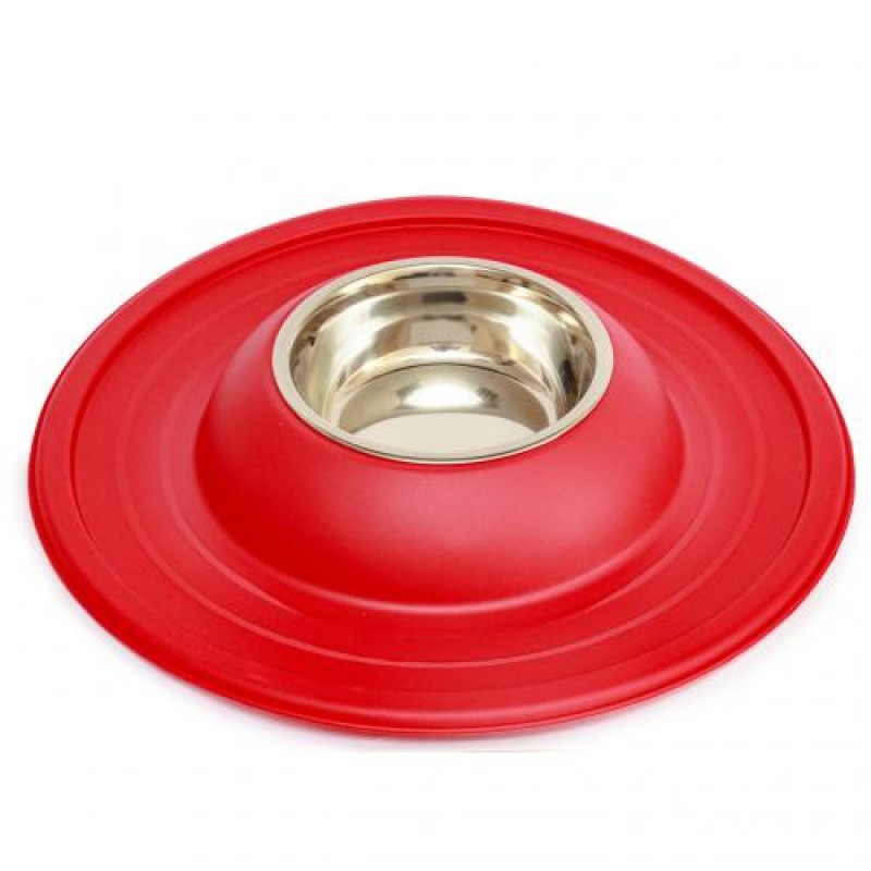 Металева миска з м'яким килимком для домашніх тварин 