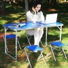 Розкладний туристичний стіл Easy Campi для пікніка зі стільцями складаний стіл та 4 стільці Синій+Гамак мексиканський+Мангал розкладний
