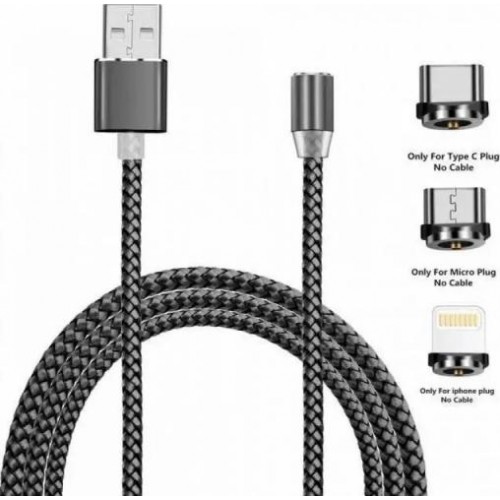 Кабель для заряджання телефону TK Lighting 3 в 1 micro usb type-c lighting iphone magnetic 360 100 мм Сріблястий (hub_9zyt6s) в інтернет супермаркеті PbayMarket!