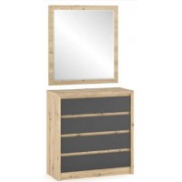 Комод + дзеркало Меблі сервіс Домініка 4Ш Артісан + Сірий Комод + дзеркало Меблі сервіс Домініка 4Ш Артісан + Сірий