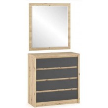 Комод + дзеркало Меблі сервіс Домініка 4Ш Артісан + Сірий Комод + дзеркало Меблі сервіс Домініка 4Ш Артісан + Сірий