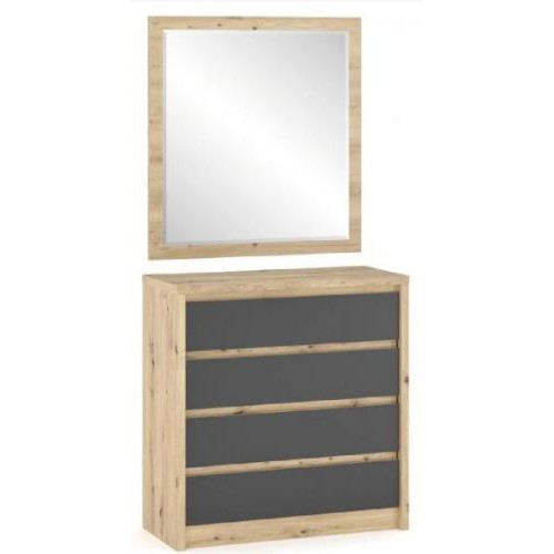 Комод + дзеркало Меблі сервіс Домініка 4Ш Артісан + Сірий Комод + дзеркало Меблі сервіс Домініка 4Ш Артісан + Сірий