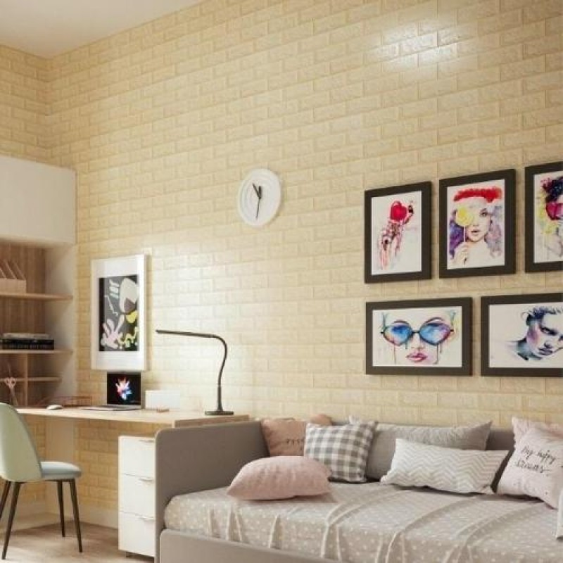 Самоклеюча 3D панель Sticker Wall під бежеву цеглу в рулоні 20000x700x3мм (R009-3-20)