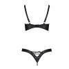 Комплект з екошкіри CELINE BIKINI black XXL/XXXL — Passion: відкритий бра зі стрічками, стрінги зі ш в інтернет супермаркеті PbayMarket!