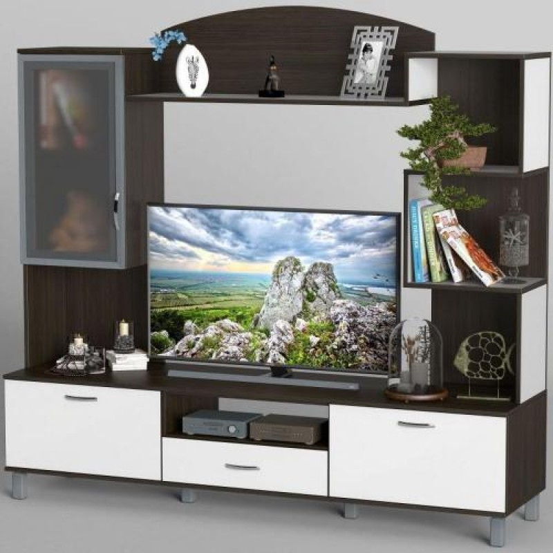 Стінка в вітальню Тиса Мебель Вітальня-45 Венге Білий 1760x450x1800 мм