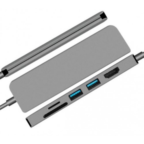 Док-станція Lucom USB Type-C-HDMI + Type-C PowerDelivery 87W 2xUSB3.0 +Cardreader Срібний(62.09.8376)