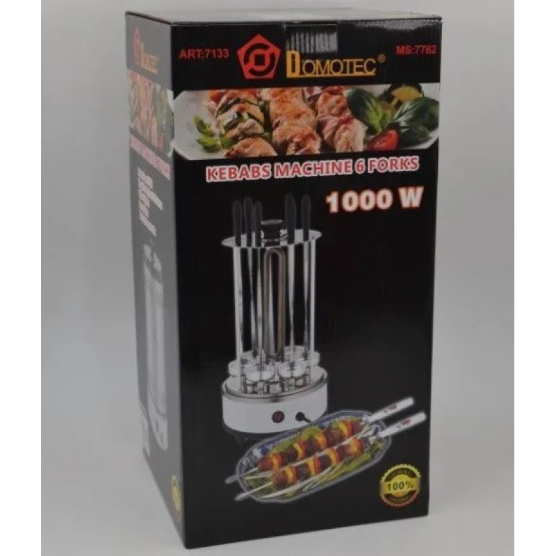 Електрошашличниця вертикальна Domotec BBQ MS-7782 нержавіюча сталь