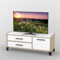 Тумба під телевізор Тиса Мебель ТВ-407 Дуб сонома Білий 57x44x139 см Тумба під телевізор Тиса Мебель ТВ-407 Дуб сонома Білий 57x44x139 см