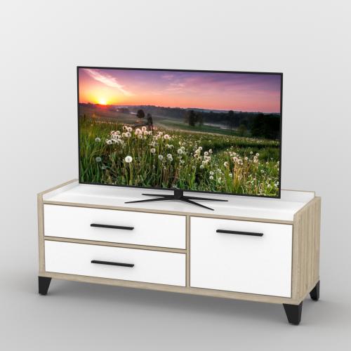 Тумба під телевізор Тиса Мебель ТВ-407 Дуб сонома Білий 57x44x139 см