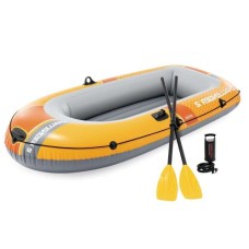 Двомісний надувний човен Intex 66312 Challenger 2 Set, 236 х 114 х 41 см (весла, ручний насос). 3-х камерний