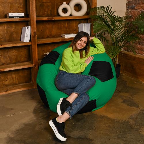 Крісло мішок М'яч Оксфорд 120см Студія Комфорту Великий Зелений + Чорний Крісло мішок М'яч Оксфорд 120см Студія Комфорту Великий Зелений + Чорний