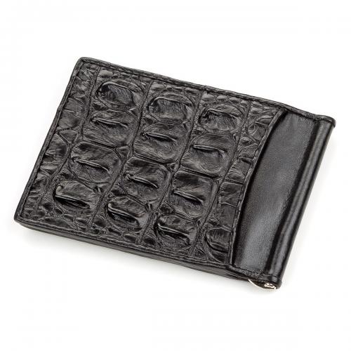 Затискач CROCODILE LEATHER 18169 із натуральної шкіри крокодила Чорний, Чорний Затискач CROCODILE LEATHER 18169 із натуральної шкіри крокодила Чорний, Чорний