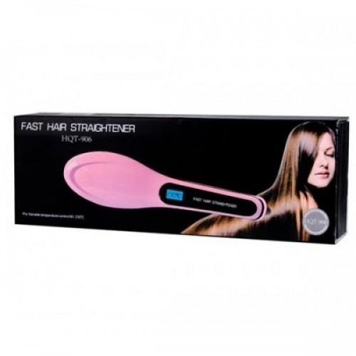 Електричний гребінець-випрямляч Fast Hair Streightener HQT-906 Original Рожевий