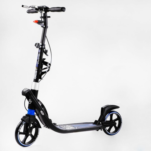 Двоколісний складаний самокат ліхтарик 2 амортизатора Best Scooter 100 кг Black and blue (114436)