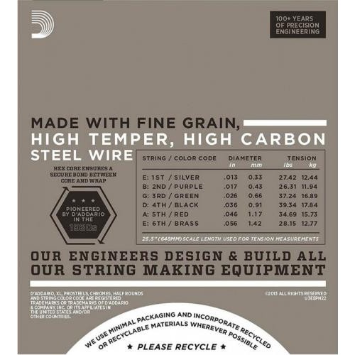 Струни для електрогітари 6 шт D'Addario EPN22 Pure Nickel Jazz Medium Electric Strings 13/56 Струни для електрогітари 6 шт D'Addario EPN22 Pure Nickel Jazz Medium Electric Strings 13/56