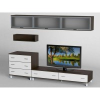 Стінка в вітальню Тиса Мебель Вітальня-11 Венге Білий 2050x450x2700 мм Стінка в вітальню Тиса Мебель Вітальня-11 Венге Білий 2050x450x2700 мм