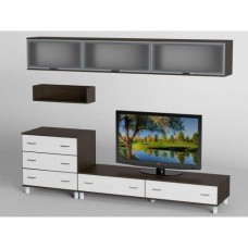 Стінка в вітальню Тиса Мебель Вітальня-11 Венге Білий 2050x450x2700 мм