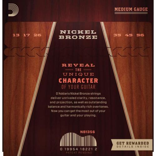 Струни для акустичної гітари 6 шт D'Addario NB1356 Nickel Bronze Medium Acoustic Guitar Strings 13/56 Струни для акустичної гітари 6 шт D'Addario NB1356 Nickel Bronze Medium Acoustic Guitar Strings 13/56