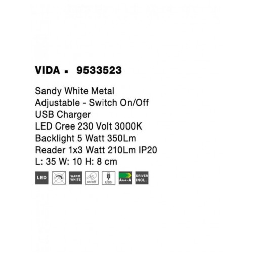 Спот Nova Luce Vida 35x10x8 см Білий (Nova9533523) Спот Nova Luce Vida 35x10x8 см Білий (Nova9533523)