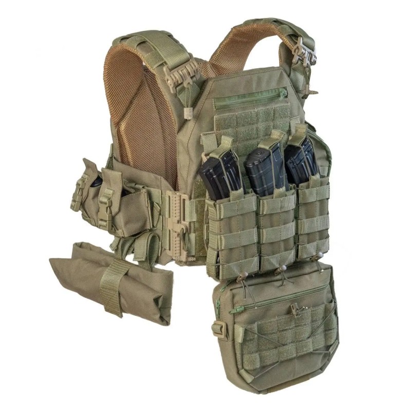 Комплект плитоноски з підсумками та напашником без плит No Brand 30 х 25 см Оливковий (2019385805)