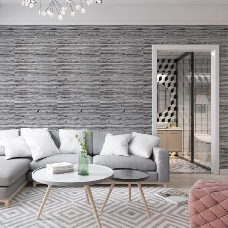 Самоклеюча декоративна 3D панель під дерево кольору зебри в рулоні 3D Loft 2800x700x3мм