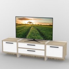 Тумба під телевізор Тиса Мебель ТВ-304 Дуб сонома Білий 51x42x180 см