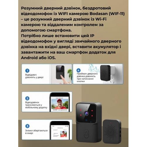Відеодомофон з камерою Monty wif-11 BDSN-WIF-11 80x60x30 мм Відеодомофон з камерою Monty wif-11 BDSN-WIF-11 80x60x30 мм