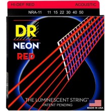 Струни для акустичної гітари DR NRA-11 Hi-Def Neon Red K3 Coated Medium-Light Acoustic Guitar Strings 11/50