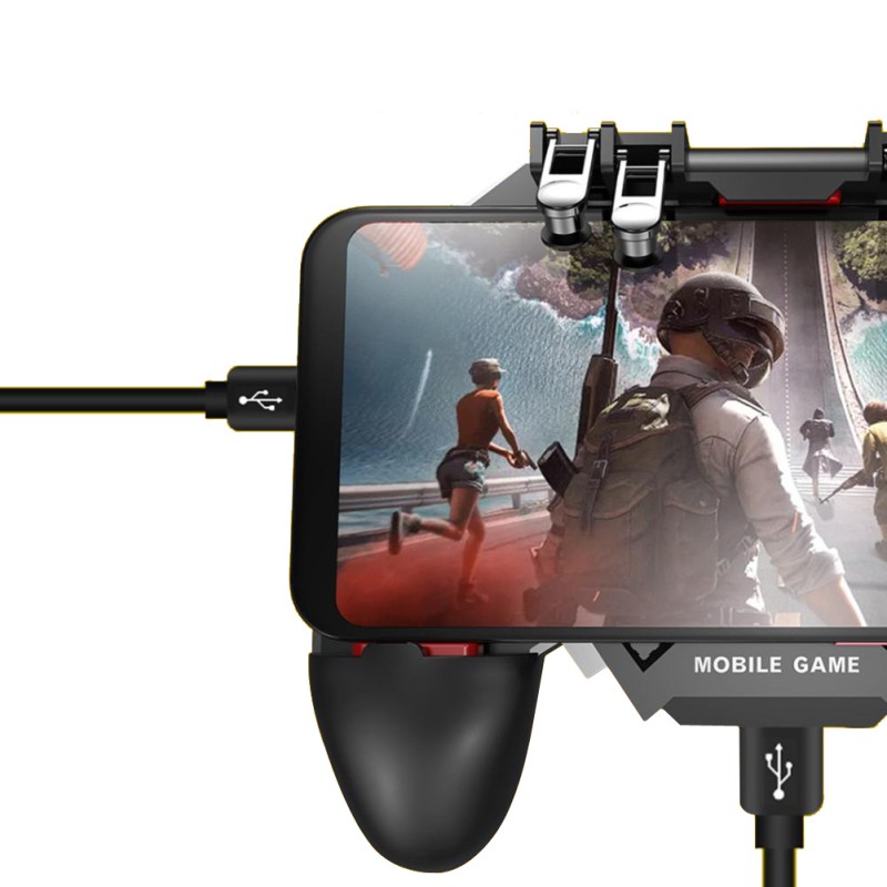 Бездротовий геймпад тригер для смартфонів Union PUBG Mobile AK77 з вентилятором та акумулятором на 4000 mAh + напальчники