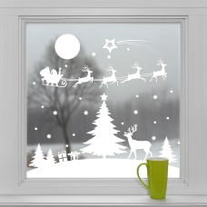 Новорічна вінілова наклейка Казкова ніч (білий) 800х750мм