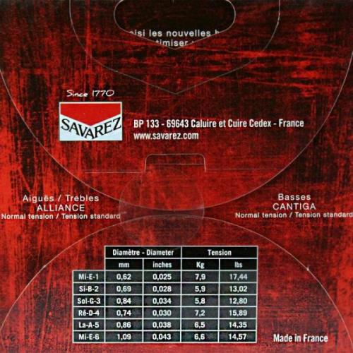 Струни для класичної гітари Savarez 510AR Alliance Cantiga Classical Strings Normal Tension Струни для класичної гітари Savarez 510AR Alliance Cantiga Classical Strings Normal Tension