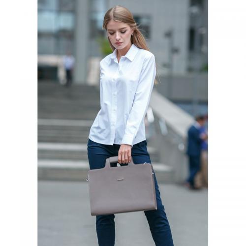 Жіноча шкіряна сумка для ноутбука та документів BlankNote 15 Brown-Beige (BN-BAG-36-beige)