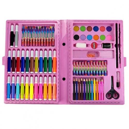 Дитячий набір для малювання No Brand ART set Rainbow комплект для дитячої творчості в кейсі 86 предметів Рожевий Дитячий набір для малювання No Brand ART set Rainbow комплект для дитячої творчості в кейсі 86 предметів Рожевий