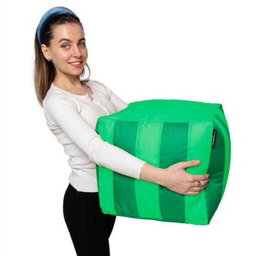 Пуф Кубик Смугастий Оксфорд 40х40 Студія Комфорту Салатовий + Зелений Пуф Кубик Смугастий Оксфорд 40х40 Студія Комфорту Салатовий + Зелений