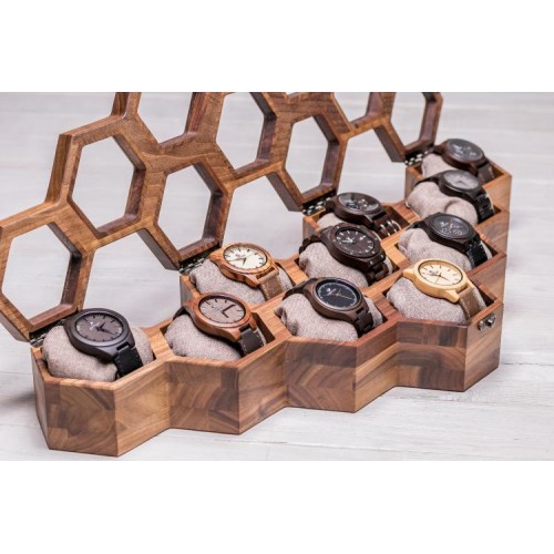 Сотова скринька-органайзер для 10 годинників ecoWalnut 7.8х59.7х23.5 см Сотова скринька-органайзер для 10 годинників ecoWalnut 7.8х59.7х23.5 см