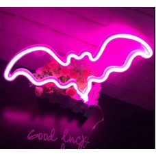 Настінний неоновий світильник нічник Angel Кажан рожевий