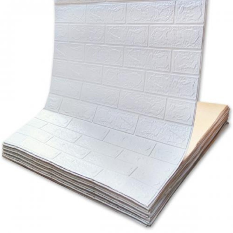 Самоклеюча декоративна 3D панель 3D Loft Під білу матову цеглу в рулоні 3080x700x3 мм