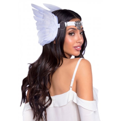 Пов’язка на голову з крилами Leg Avenue Feather headband White, пір’я та натуральна шкіра в інтернет супермаркеті PbayMarket!