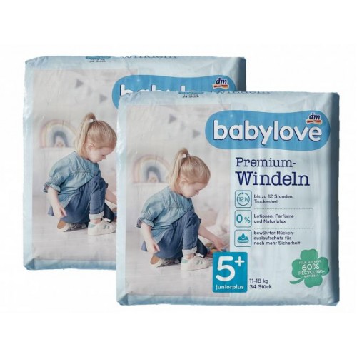 Дитячі одноразові підгузники Babylove Premium 5+ Junior plus 11-18 кг 68 шт в інтернет супермаркеті PbayMarket!