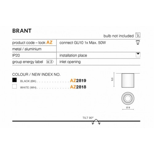 Точковий світильник AZzardo BRANT ROUND (AZ2818) Точковий світильник AZzardo BRANT ROUND (AZ2818)