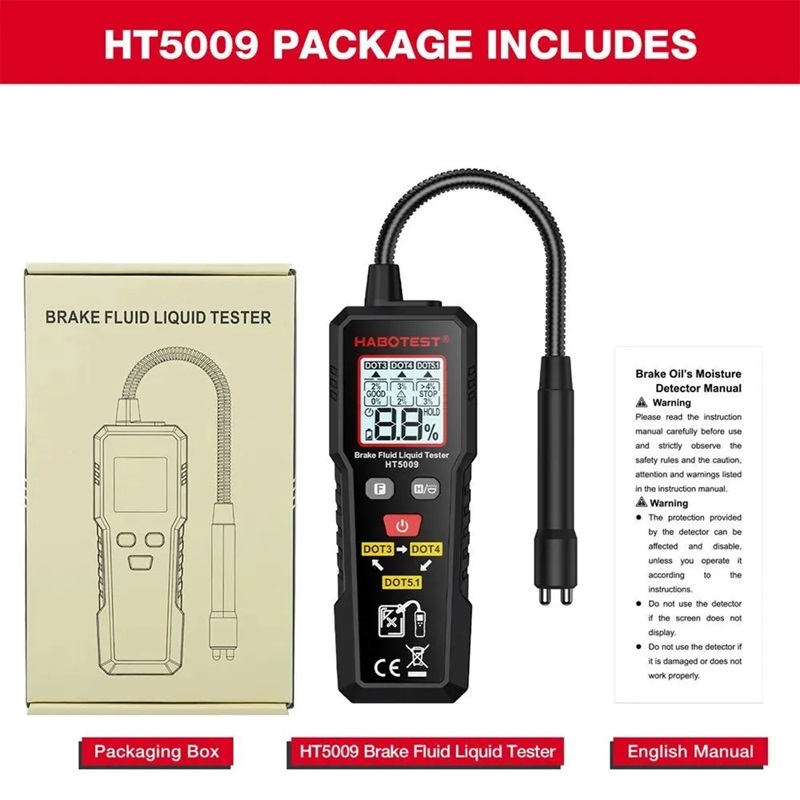 Тестер гальмівної рідини для DOT3 DOT4 DOT5.1 HABOTEST HT5009