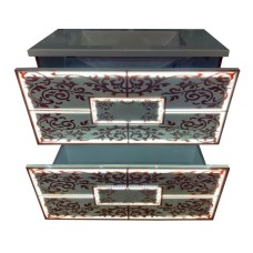 Тумба з підсвіткою у ванну кімнату The MIX ILusion_2020 із раковиною штучний камінь 90 см