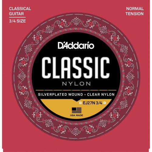 Струни для класичної гітари D'Addario EJ27N 3/4 Student Nylon Classical Strings Струни для класичної гітари D'Addario EJ27N 3/4 Student Nylon Classical Strings