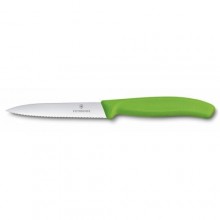 Кухонний ніж Victorinox SwissClassic для нарізки 100 мм серрейтор Зелений (6.7736.L4)